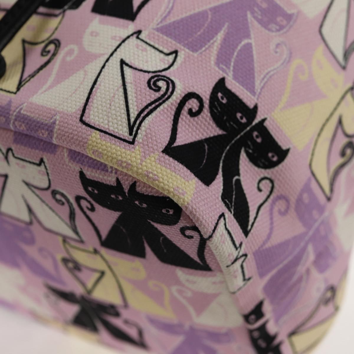 Miu Miu CANAPA CATS Pouch Canvas Pink Silver Auth sw1573SAM