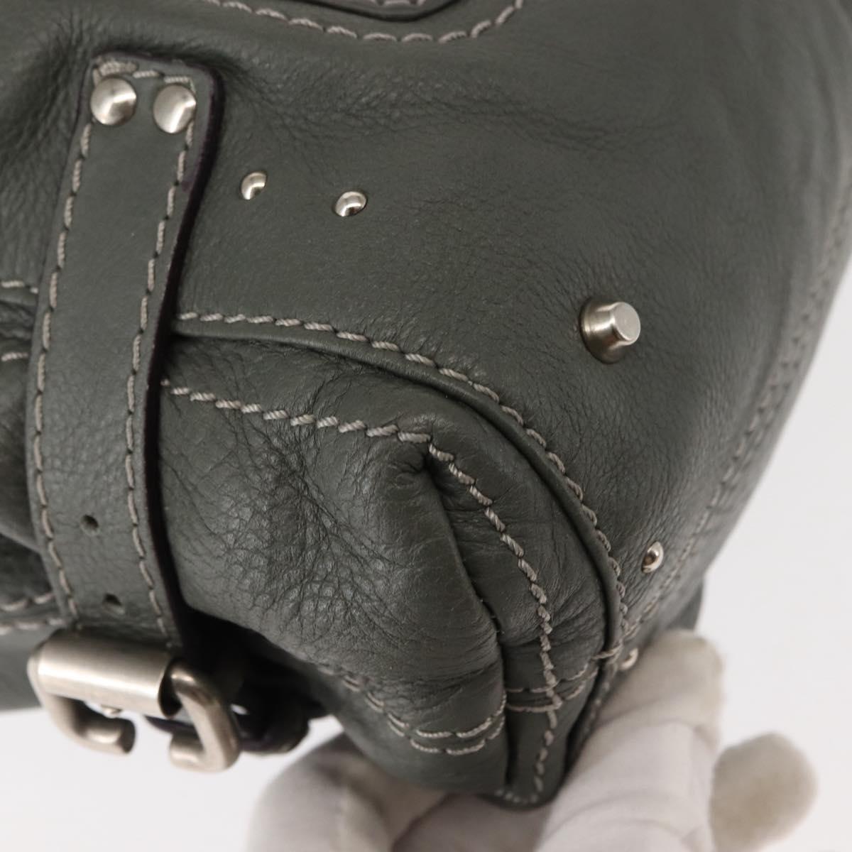 Chloe Paddington Shoulder Bag Leather Gray Auth sw1574