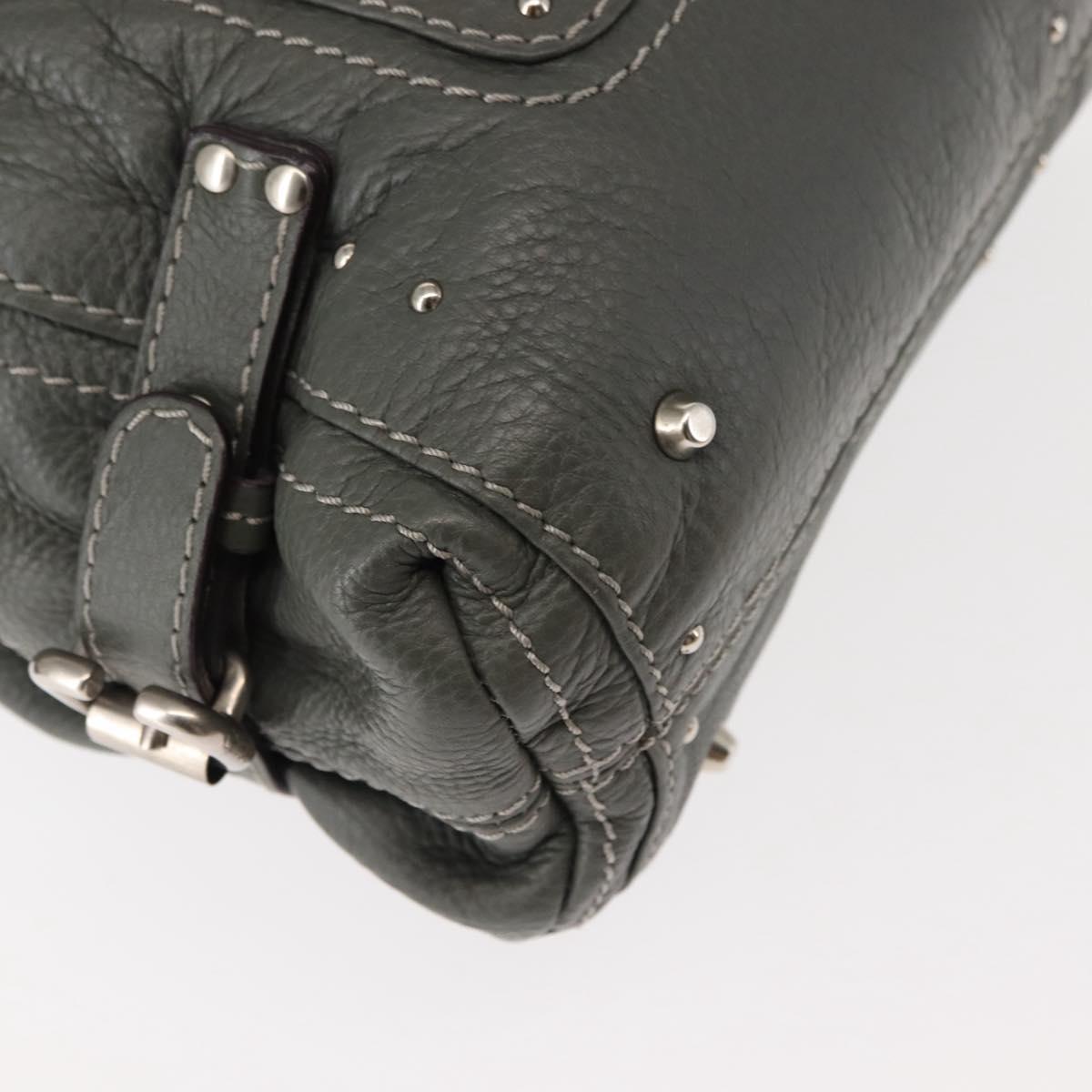 Chloe Paddington Shoulder Bag Leather Gray Auth sw1574