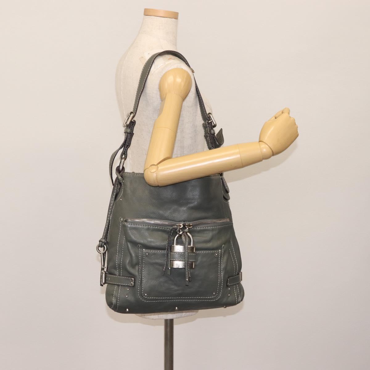 Chloe Paddington Shoulder Bag Leather Gray Auth sw1574
