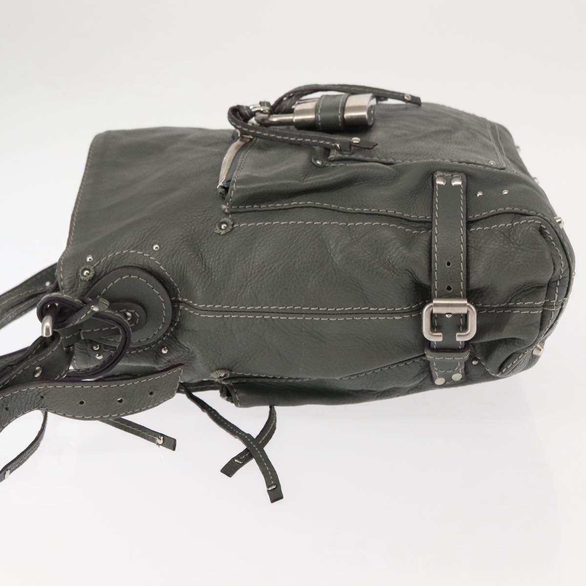 Chloe Paddington Shoulder Bag Leather Gray Auth sw1574