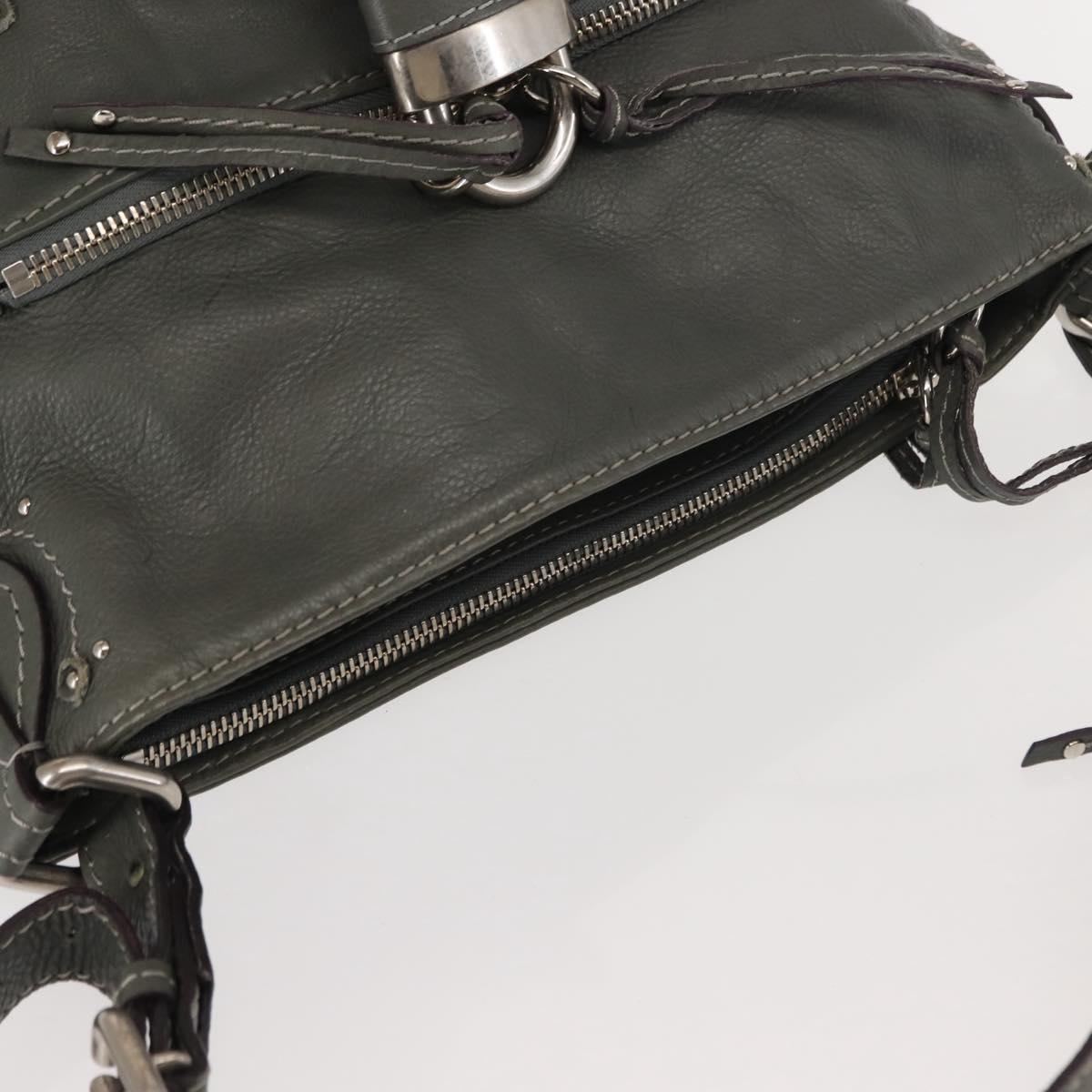 Chloe Paddington Shoulder Bag Leather Gray Auth sw1574