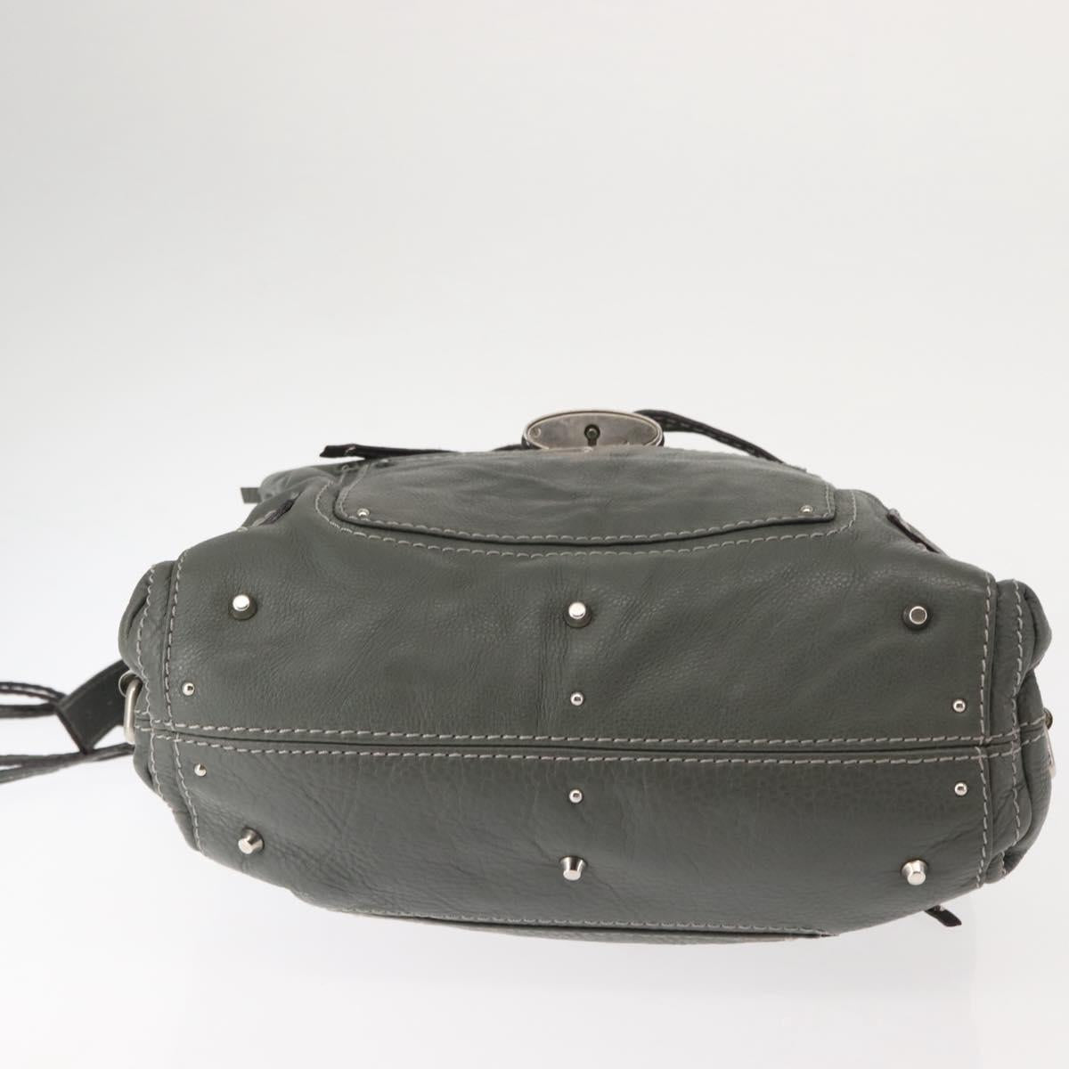 Chloe Paddington Shoulder Bag Leather Gray Auth sw1574