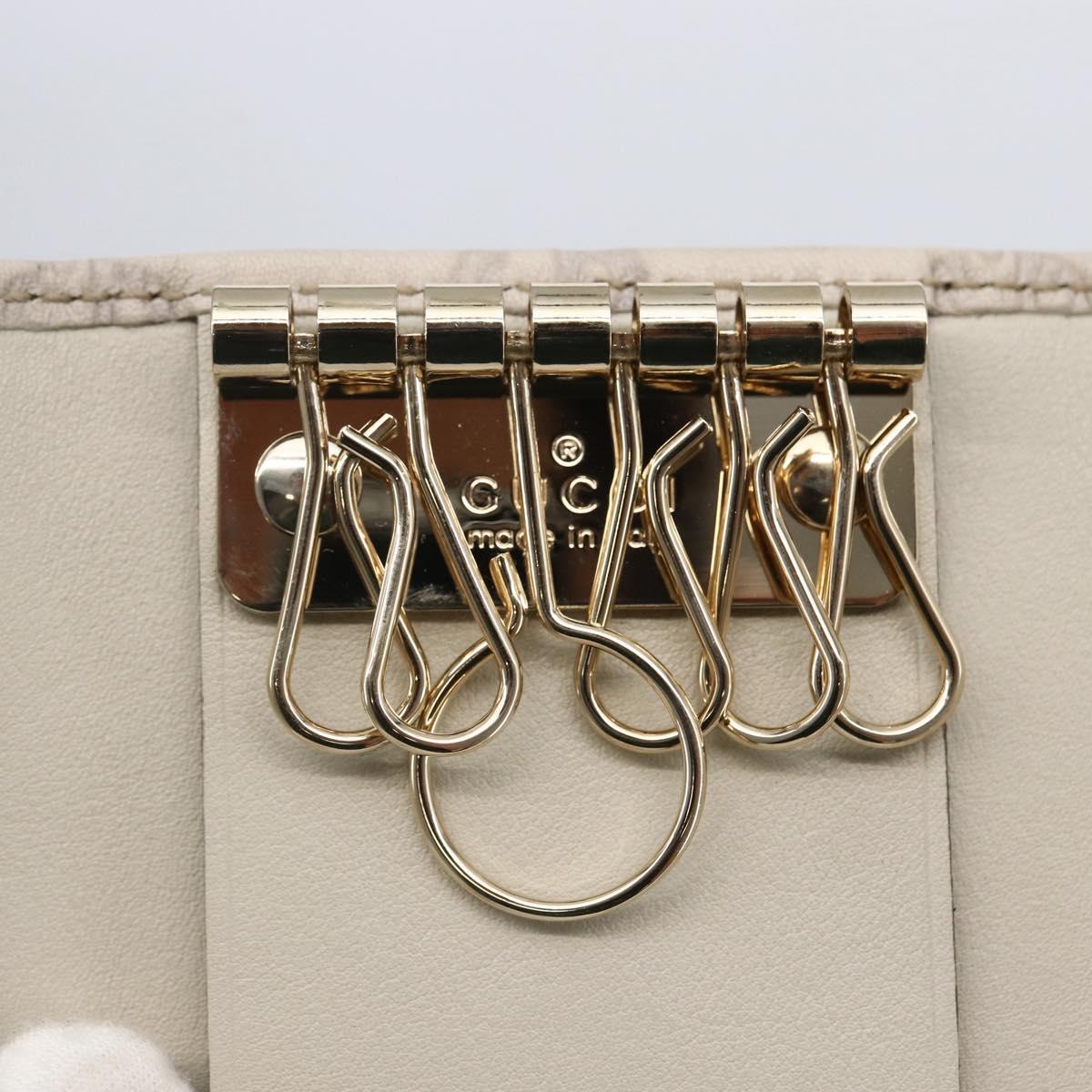 GUCCI Guccissima GG Canvas Key Case Leather White 203551 Auth sw1578