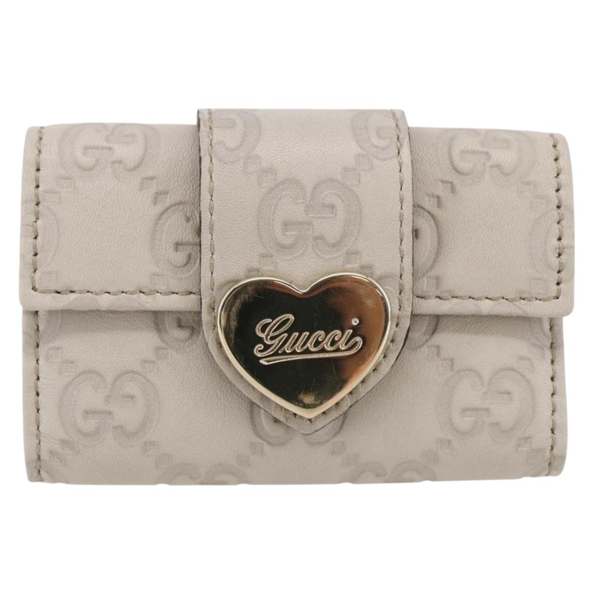 GUCCI Guccissima GG Canvas Key Case Leather White 203551 Auth sw1578