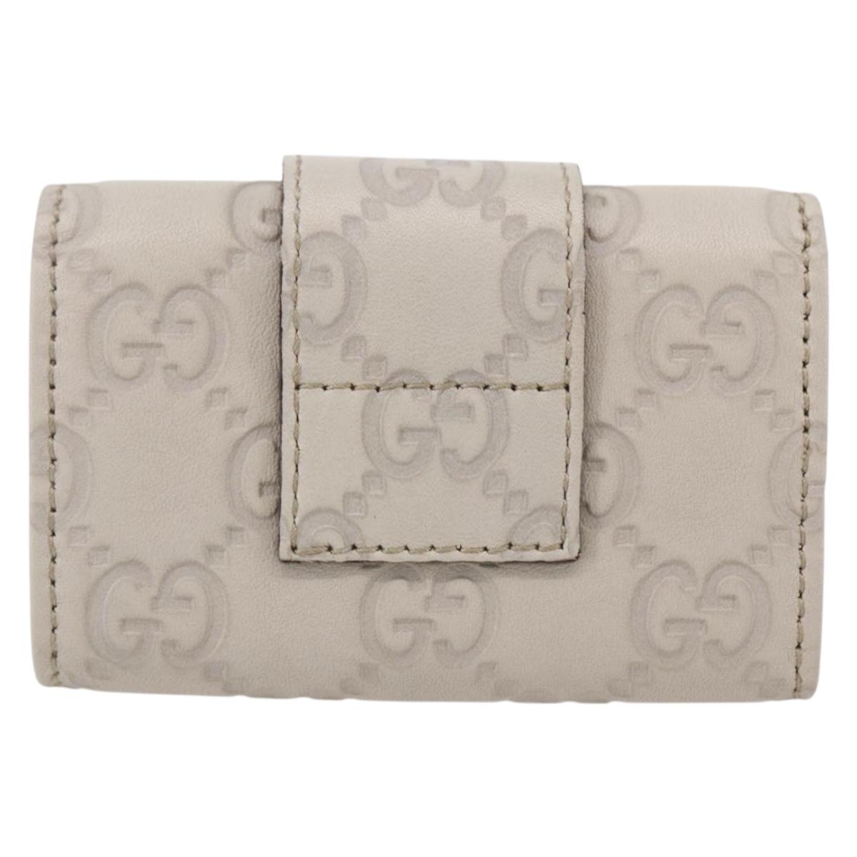 GUCCI Guccissima GG Canvas Key Case Leather White 203551 Auth sw1578