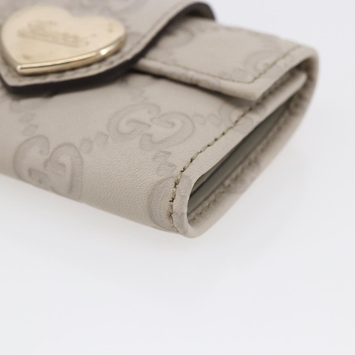 GUCCI Guccissima GG Canvas Key Case Leather White 203551 Auth sw1578