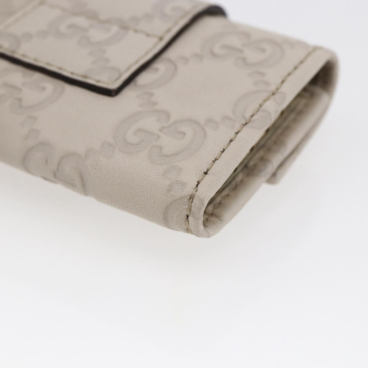GUCCI Guccissima GG Canvas Key Case Leather White 203551 Auth sw1578