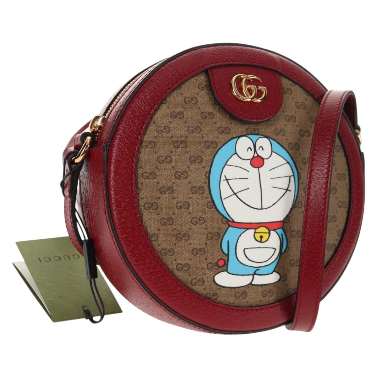 GUCCI Micro GG Supreme Doraemon Collaboration Bag PVC Beige 625216 Auth sw1582M