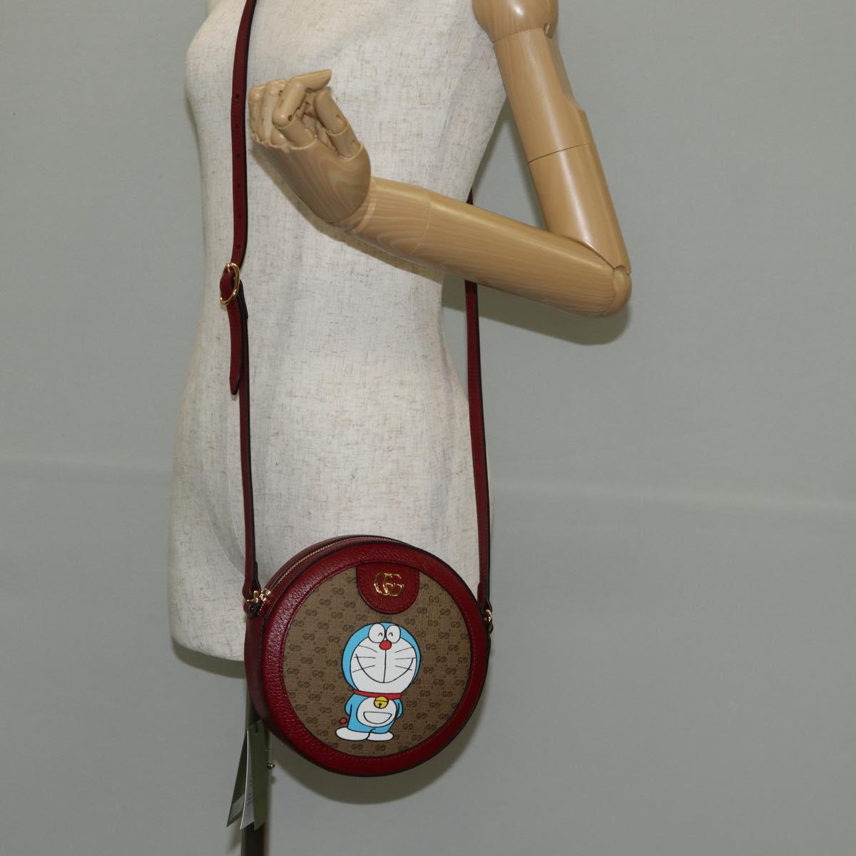GUCCI Micro GG Supreme Doraemon Collaboration Bag PVC Beige 625216 Auth sw1582M