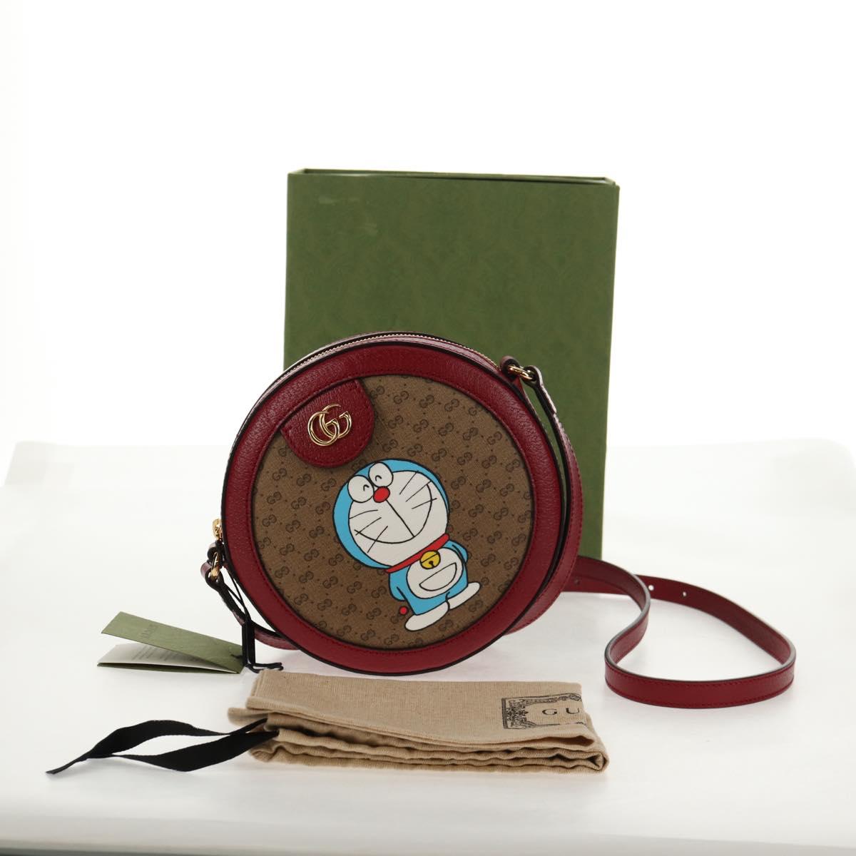 GUCCI Micro GG Supreme Doraemon Collaboration Bag PVC Beige 625216 Auth sw1582M