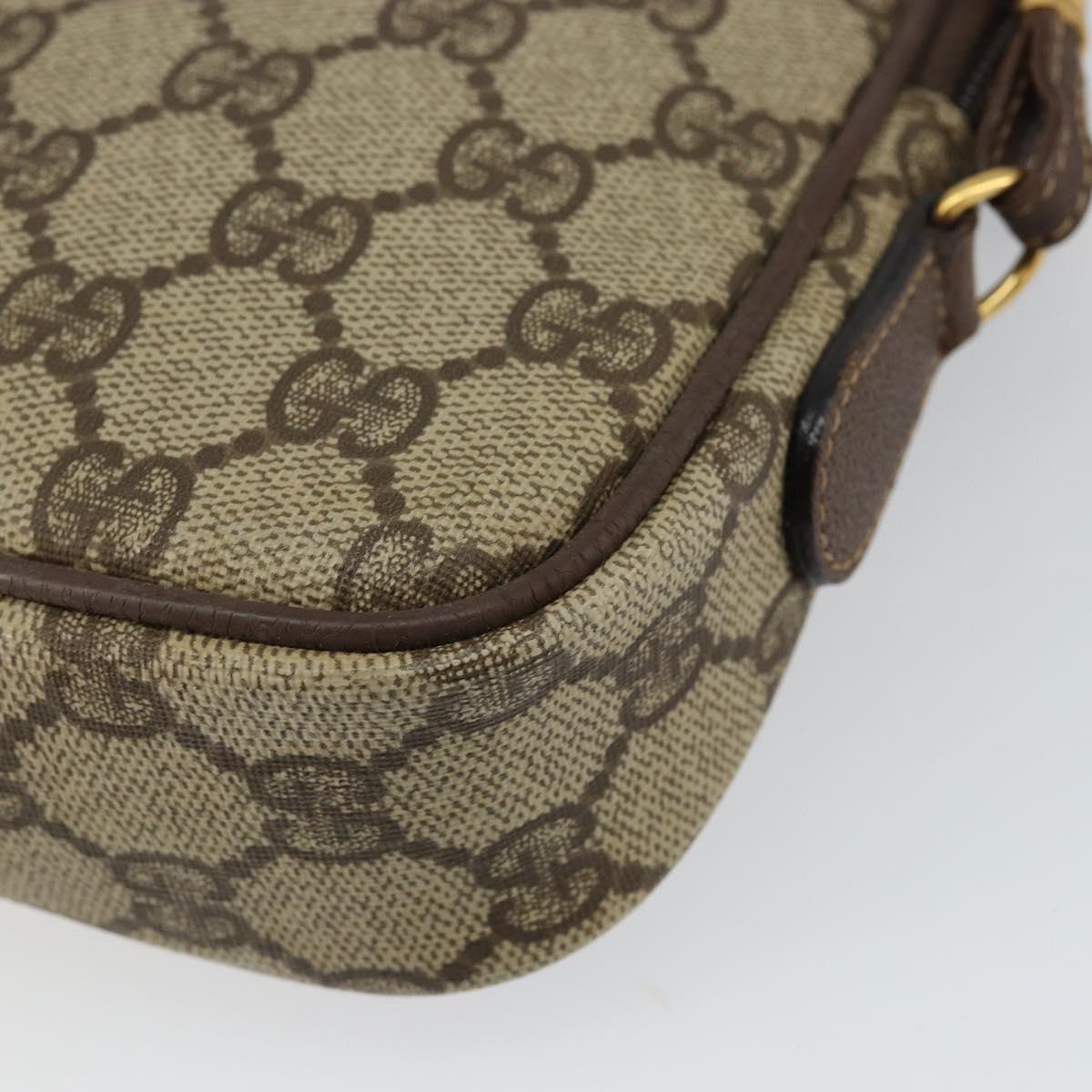 GUCCI GG Canvas Shoulder Bag PVC Leather Beige Auth sw1583