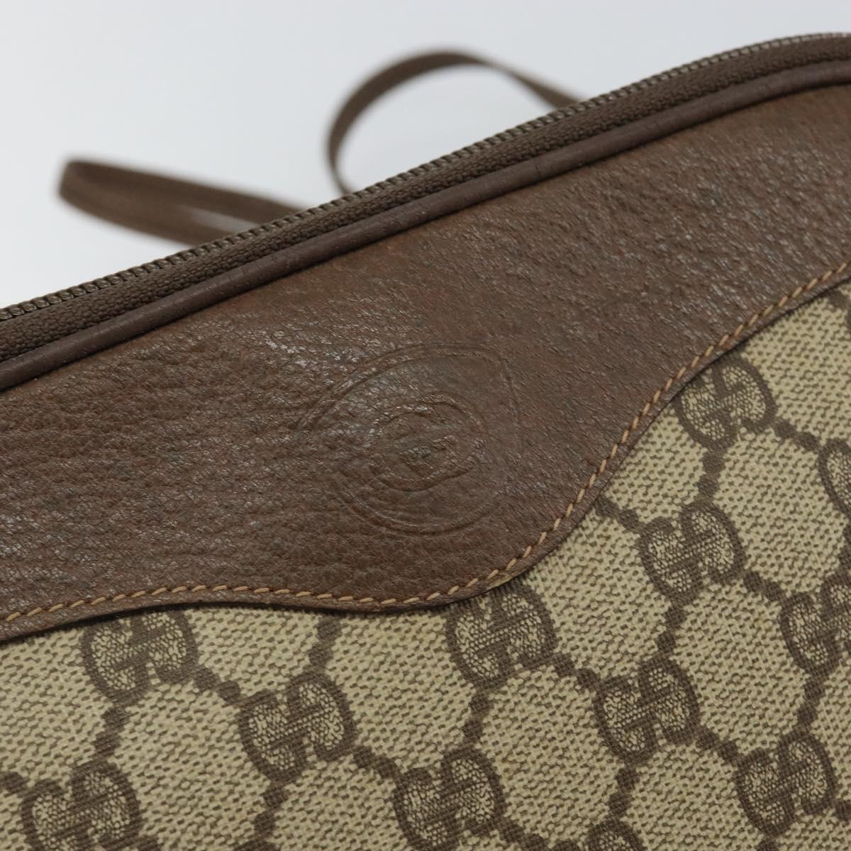 GUCCI GG Canvas Shoulder Bag PVC Leather Beige Auth sw1583