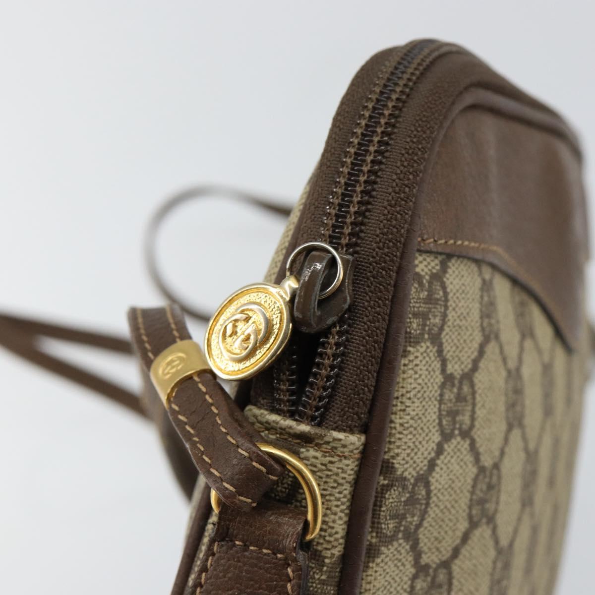 GUCCI GG Canvas Shoulder Bag PVC Leather Beige Auth sw1583