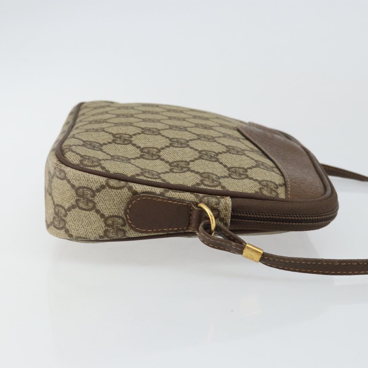 GUCCI GG Canvas Shoulder Bag PVC Leather Beige Auth sw1583