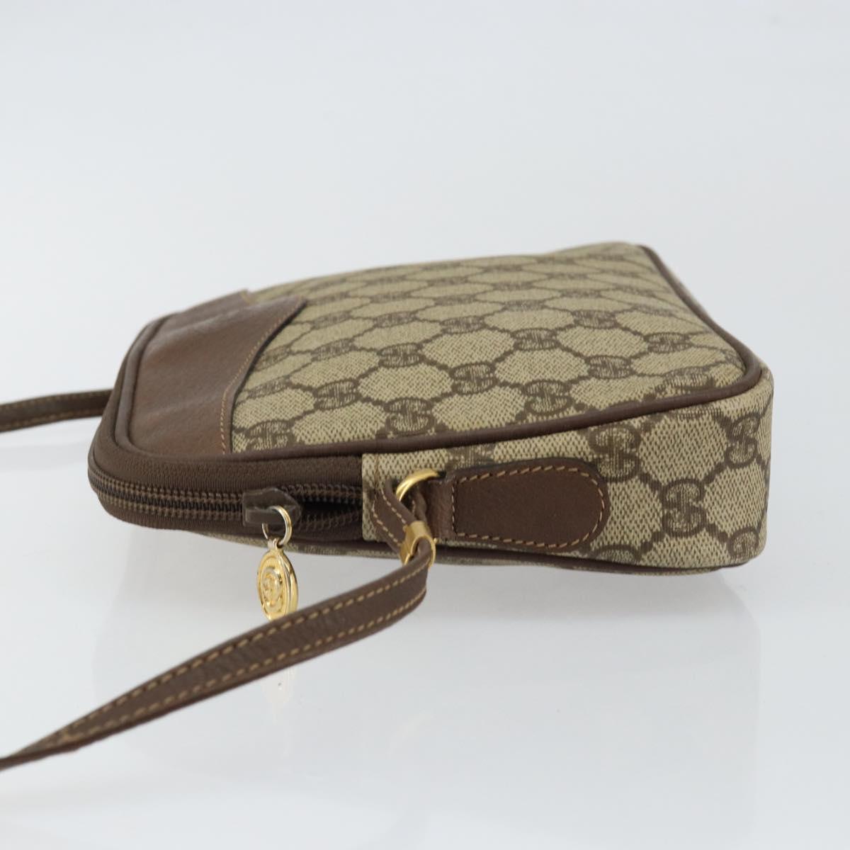 GUCCI GG Canvas Shoulder Bag PVC Leather Beige Auth sw1583