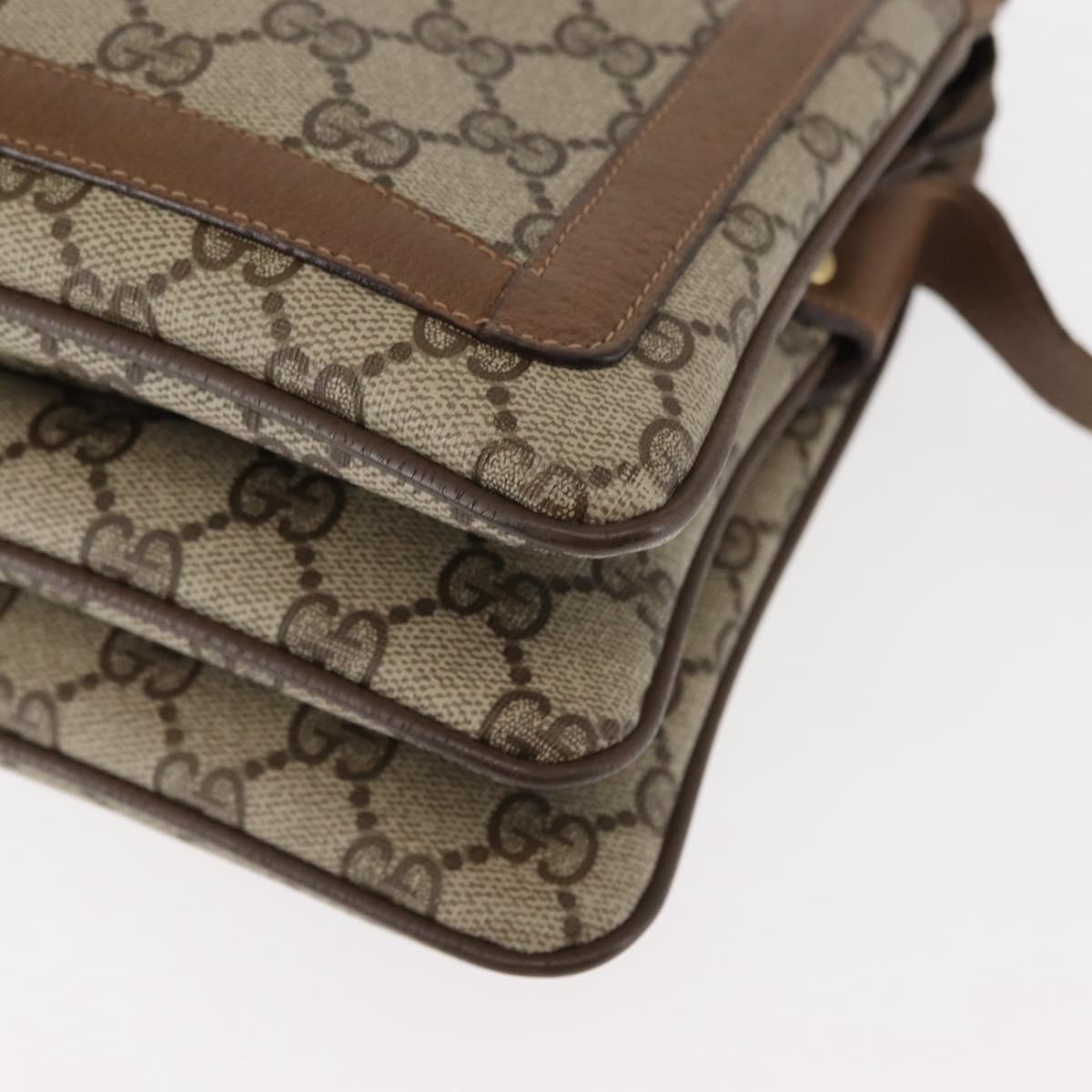 GUCCI GG Canvas Web Sherry Line Shoulder Bag PVC Leather Beige Red Auth sw1584
