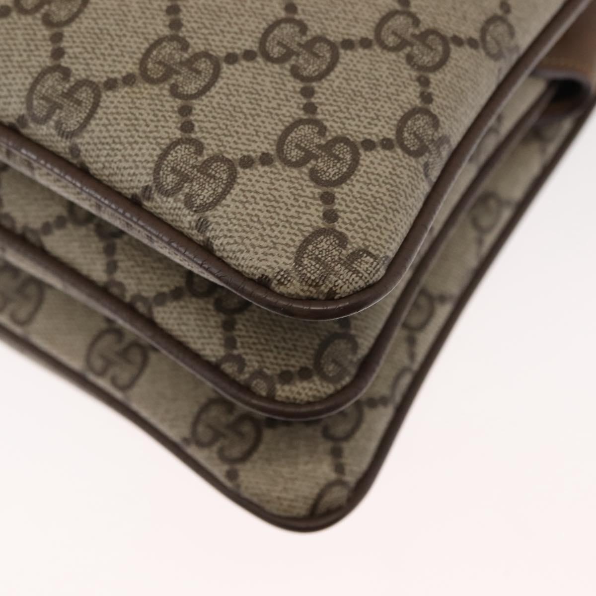 GUCCI GG Canvas Web Sherry Line Shoulder Bag PVC Leather Beige Red Auth sw1584