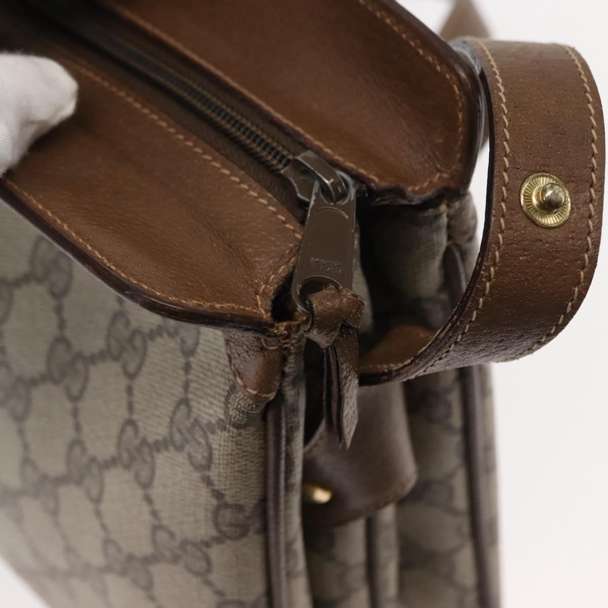 GUCCI GG Canvas Web Sherry Line Shoulder Bag PVC Leather Beige Red Auth sw1584