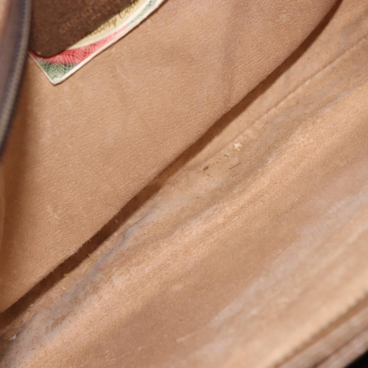 GUCCI GG Canvas Web Sherry Line Shoulder Bag PVC Leather Beige Red Auth sw1584