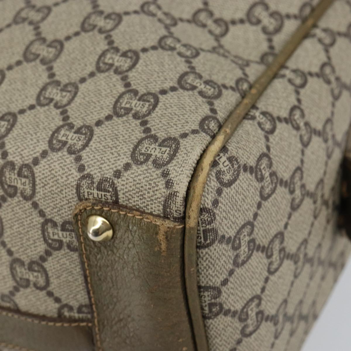 GUCCI GG PLUS Canvas Web Sherry Line Boston Bag PVC Beige Green Red Auth sw1585