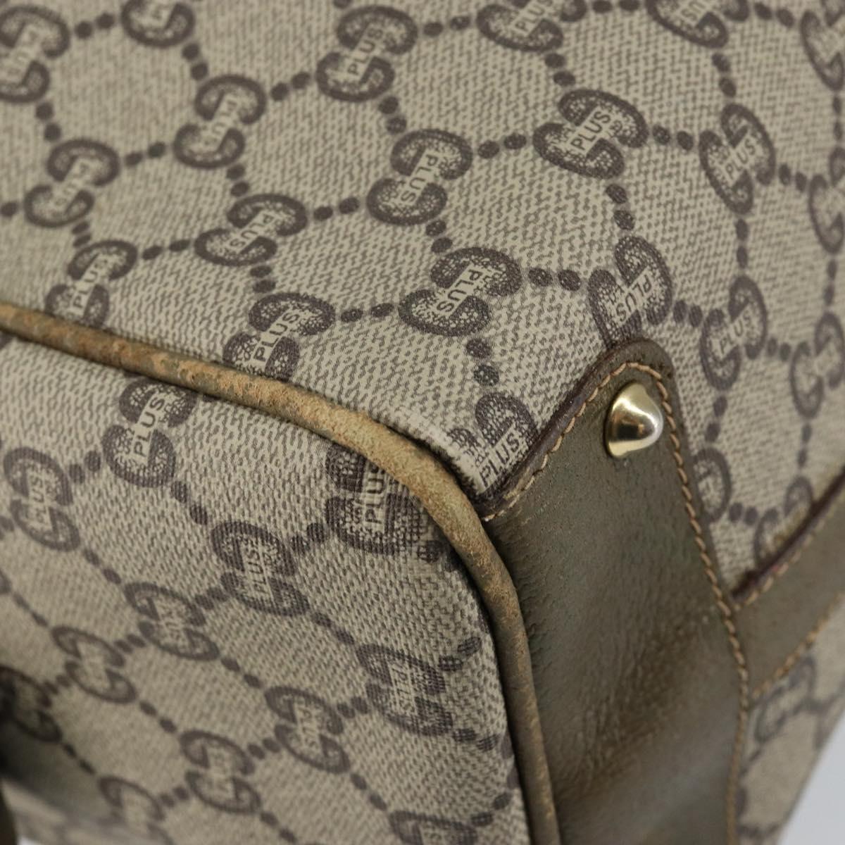 GUCCI GG PLUS Canvas Web Sherry Line Boston Bag PVC Beige Green Red Auth sw1585