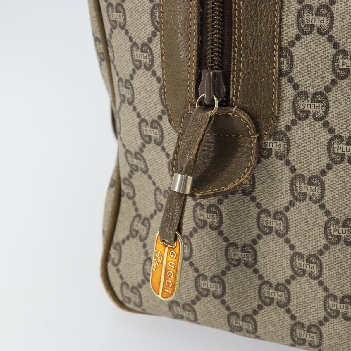 GUCCI GG PLUS Canvas Web Sherry Line Boston Bag PVC Beige Green Red Auth sw1585