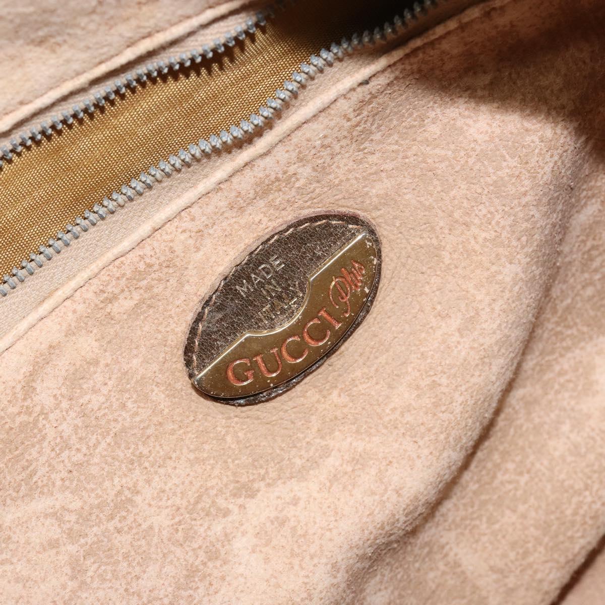 GUCCI GG PLUS Canvas Web Sherry Line Boston Bag PVC Beige Green Red Auth sw1585