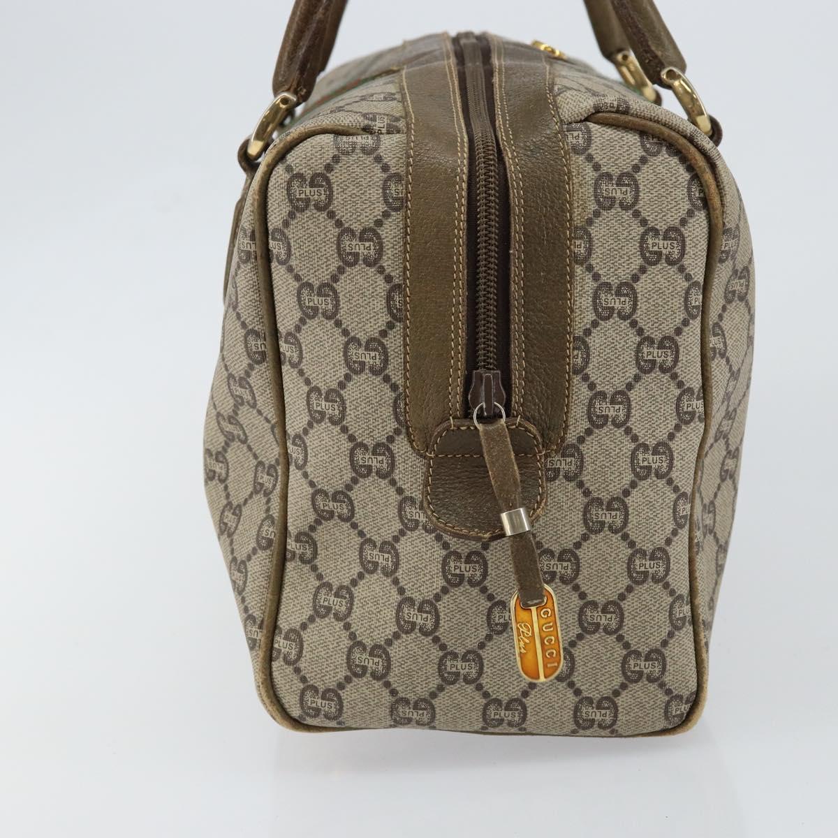 GUCCI GG PLUS Canvas Web Sherry Line Boston Bag PVC Beige Green Red Auth sw1585