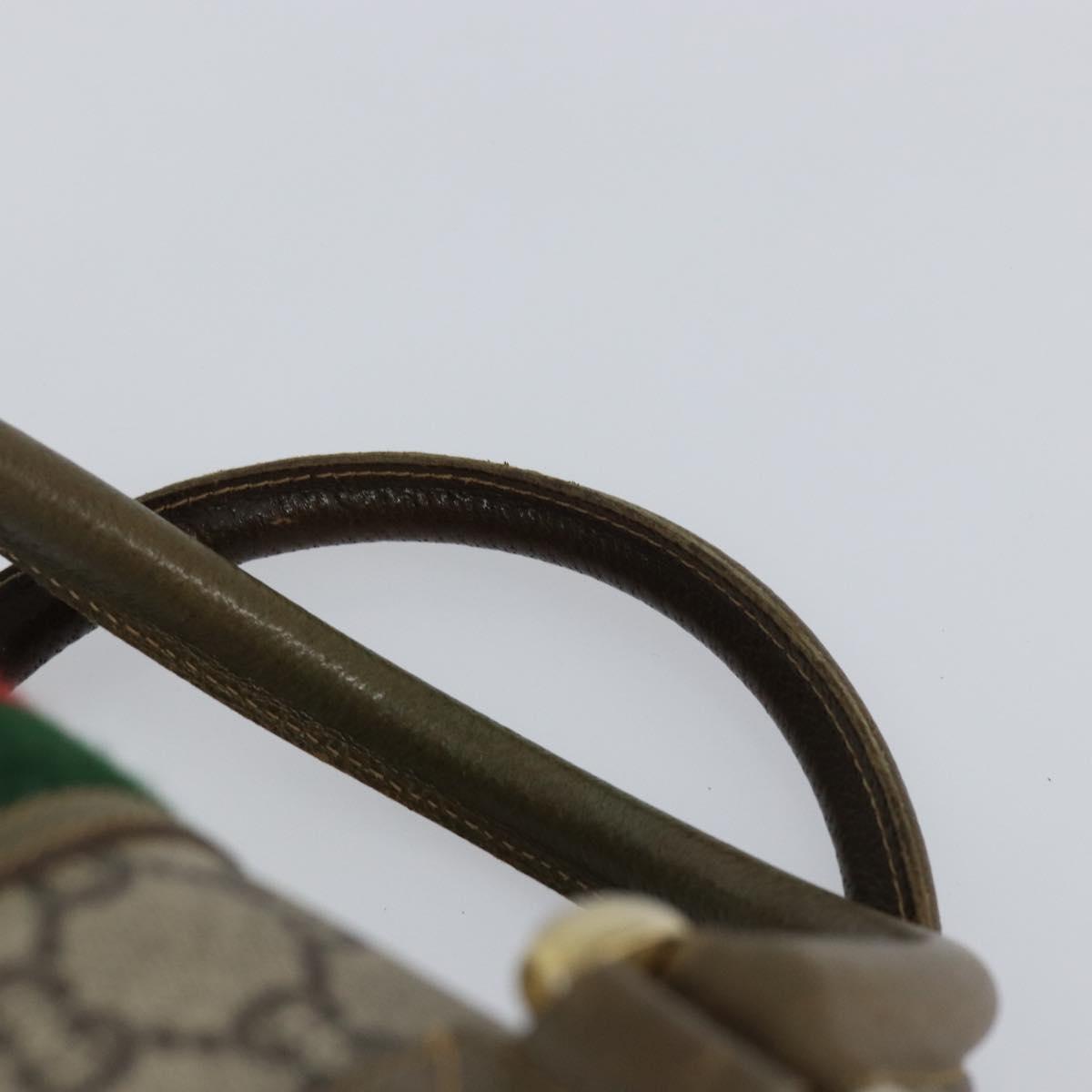 GUCCI GG PLUS Canvas Web Sherry Line Boston Bag PVC Beige Green Red Auth sw1585