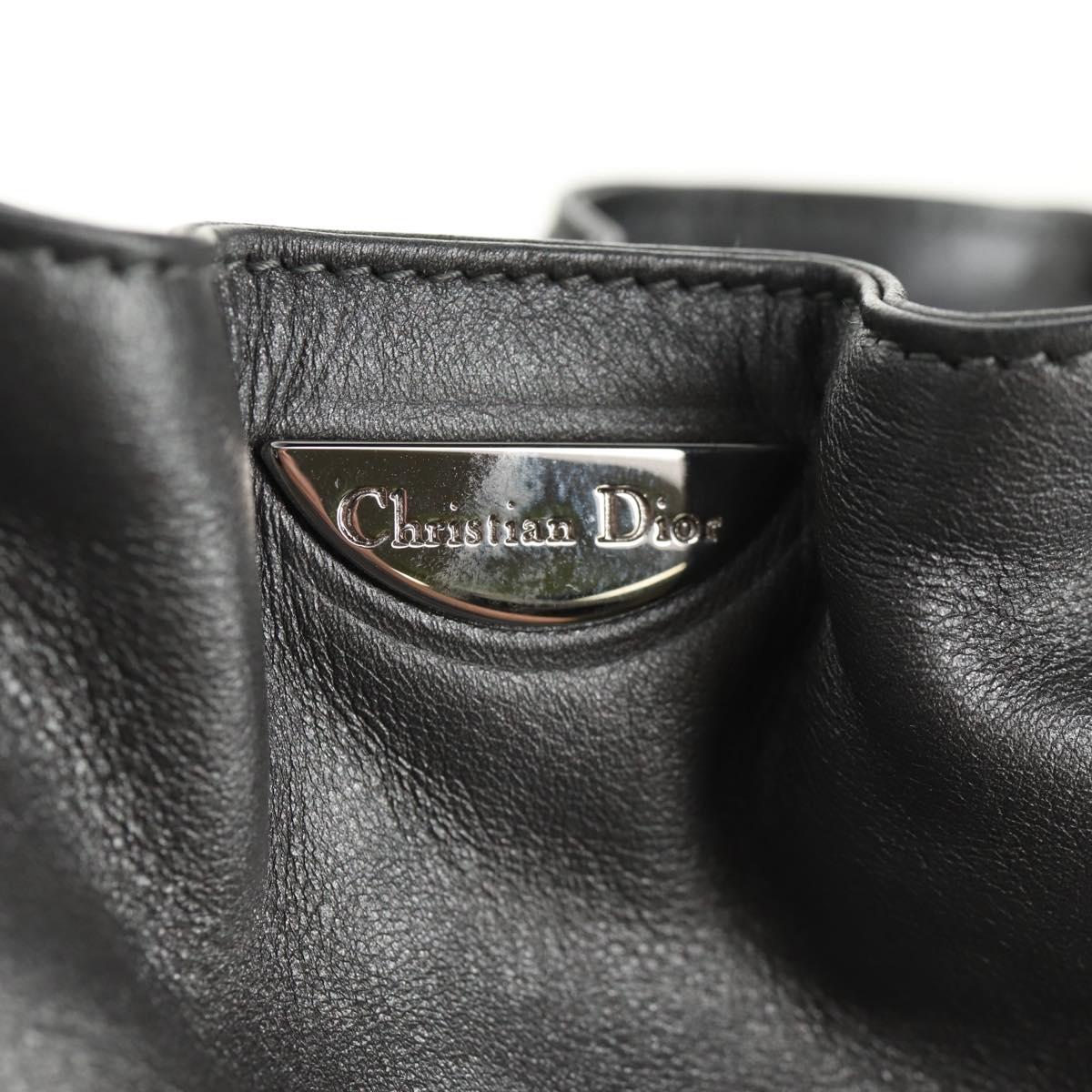 Christian Dior Maris Pearl Hand Bag Leather Silver Auth sw1587V