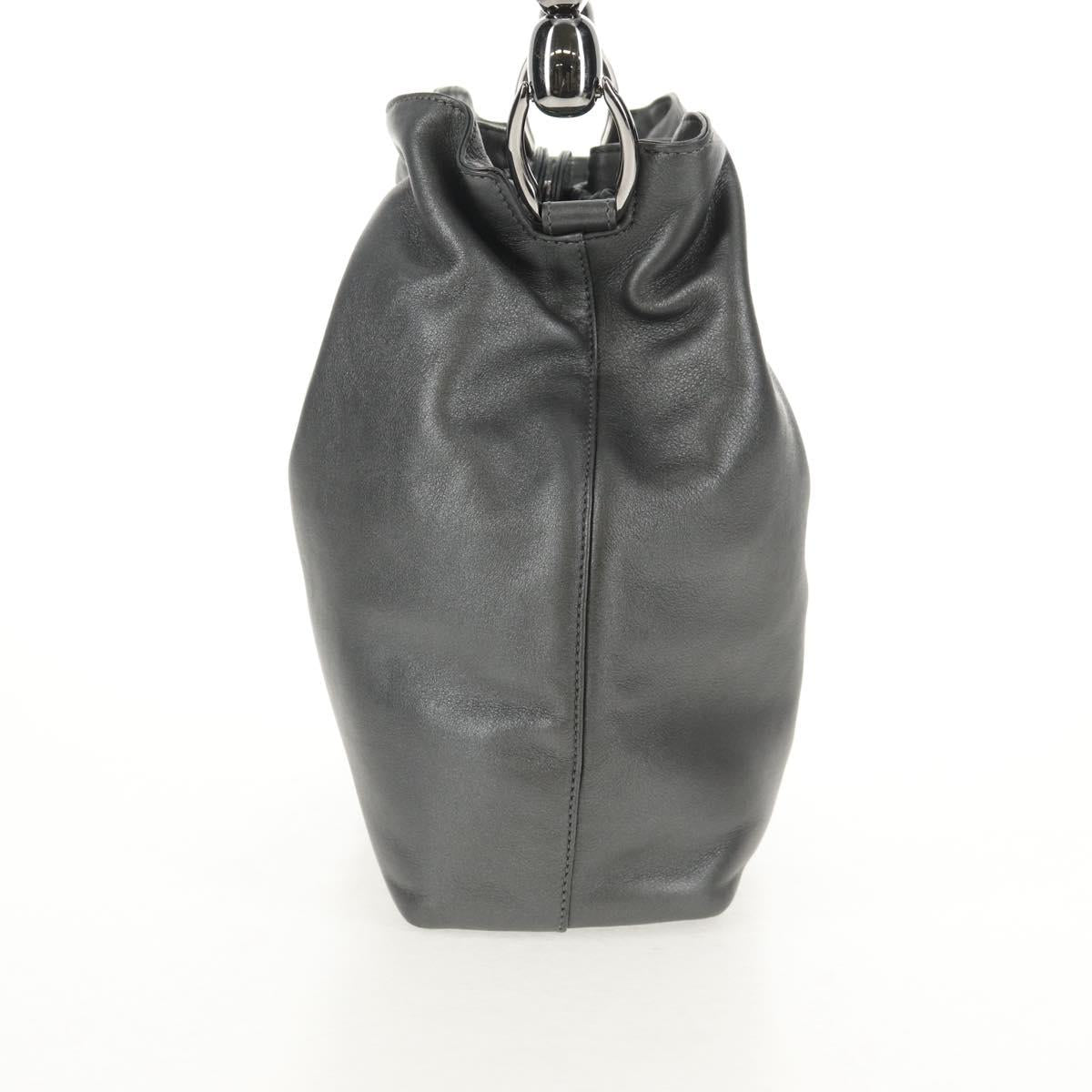 Christian Dior Maris Pearl Hand Bag Leather Silver Auth sw1587V