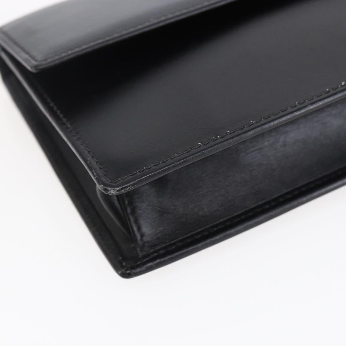 CELINE Hand Pouch Bag Leather Black Auth sw1588