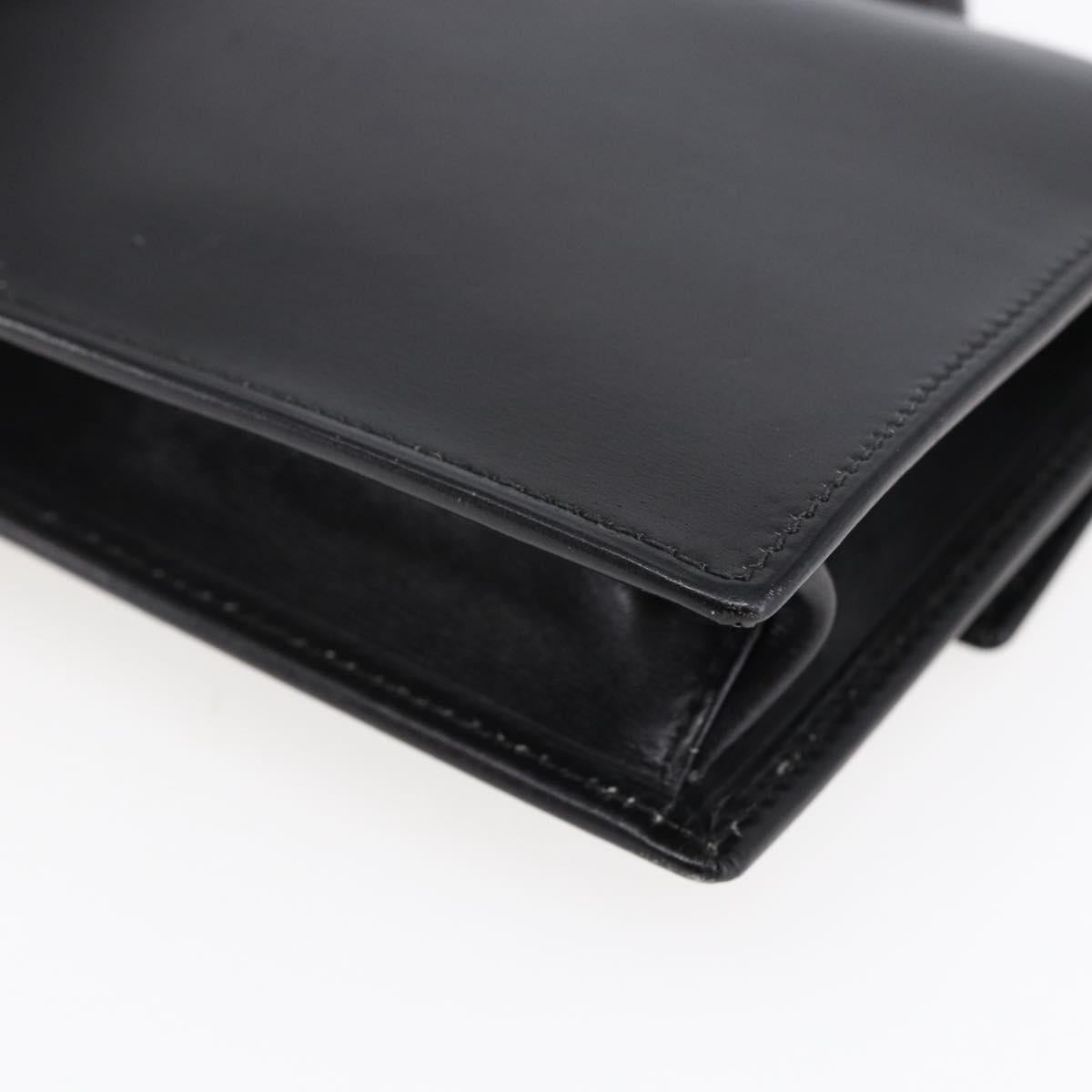 CELINE Hand Pouch Bag Leather Black Auth sw1588