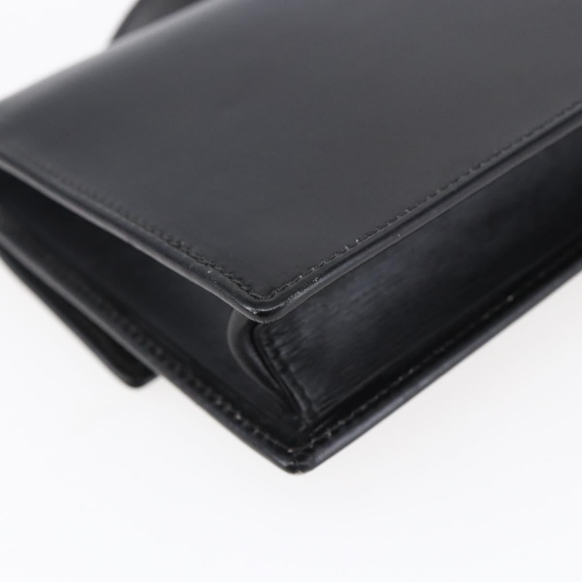 CELINE Hand Pouch Bag Leather Black Auth sw1588