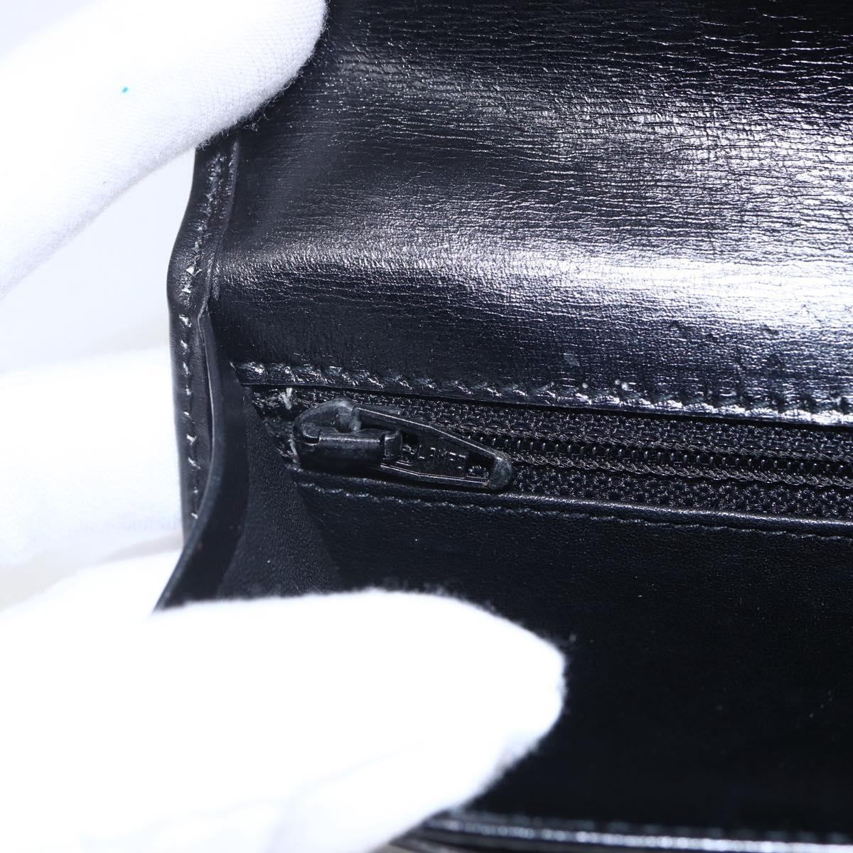 CELINE Hand Pouch Bag Leather Black Auth sw1588