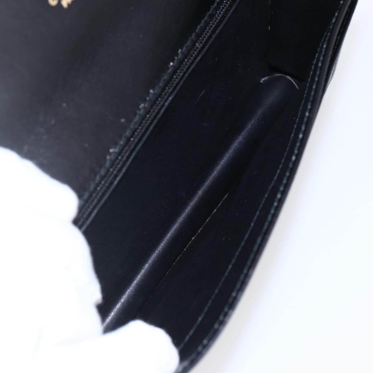 CELINE Hand Pouch Bag Leather Black Auth sw1588