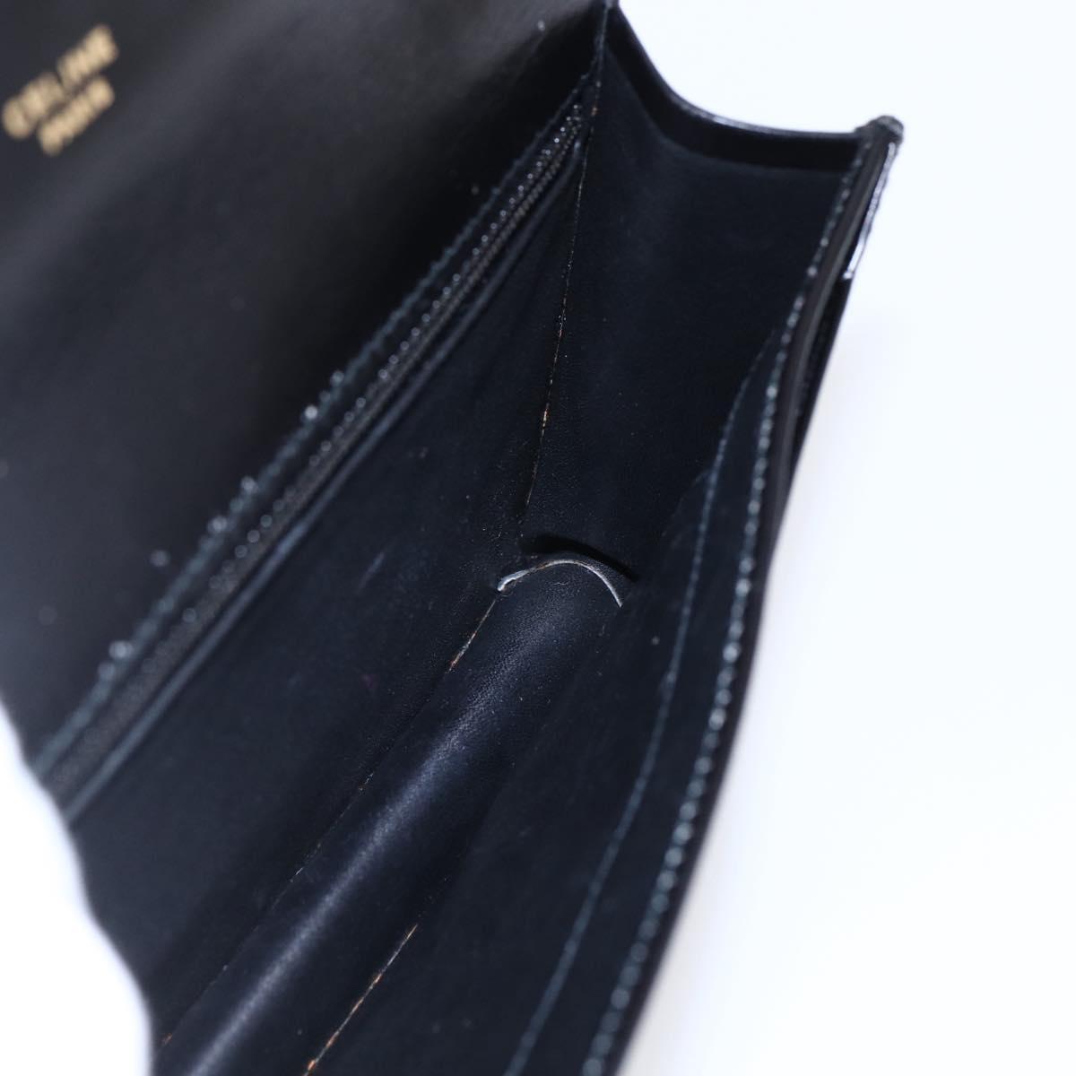 CELINE Hand Pouch Bag Leather Black Auth sw1588