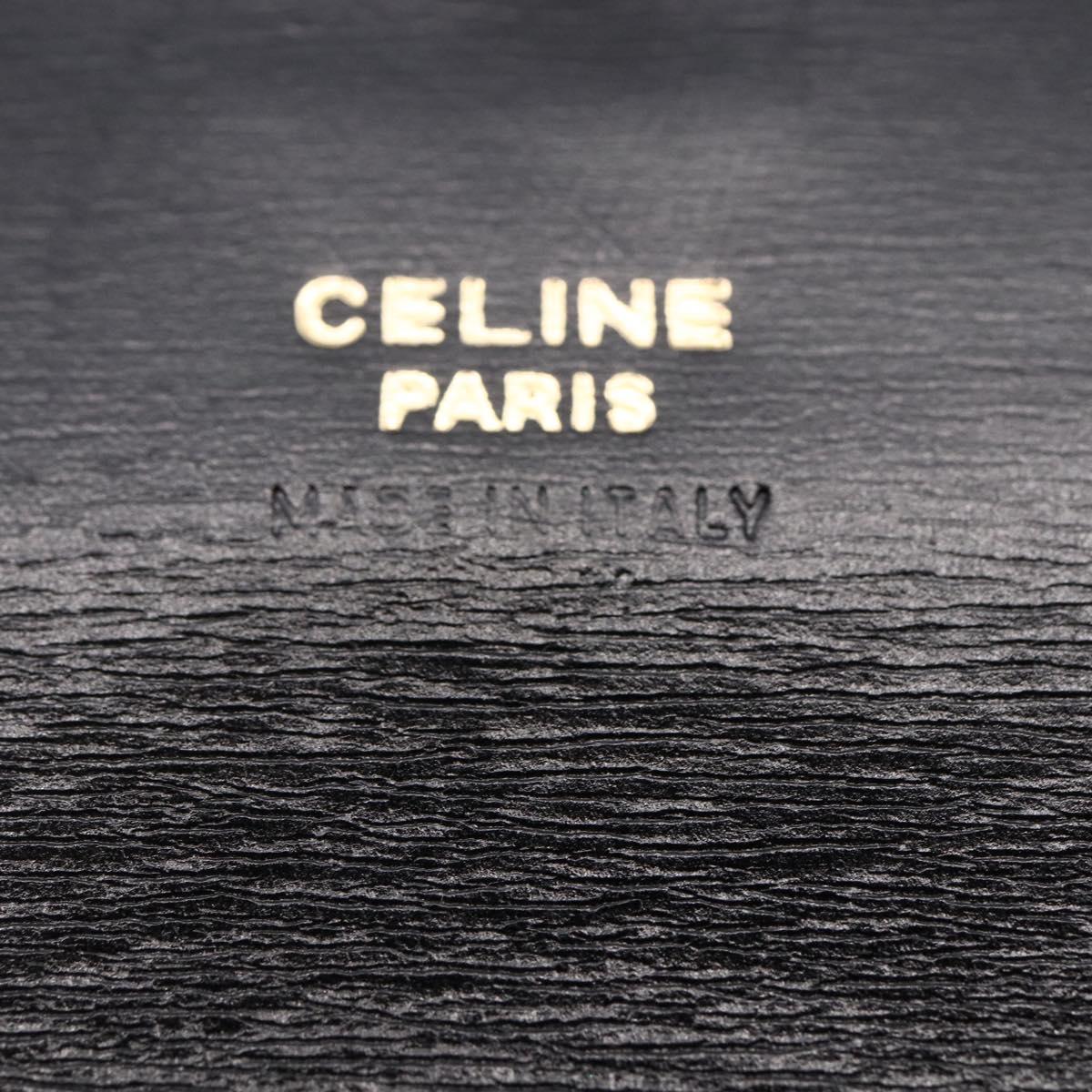 CELINE Hand Pouch Bag Leather Black Auth sw1588