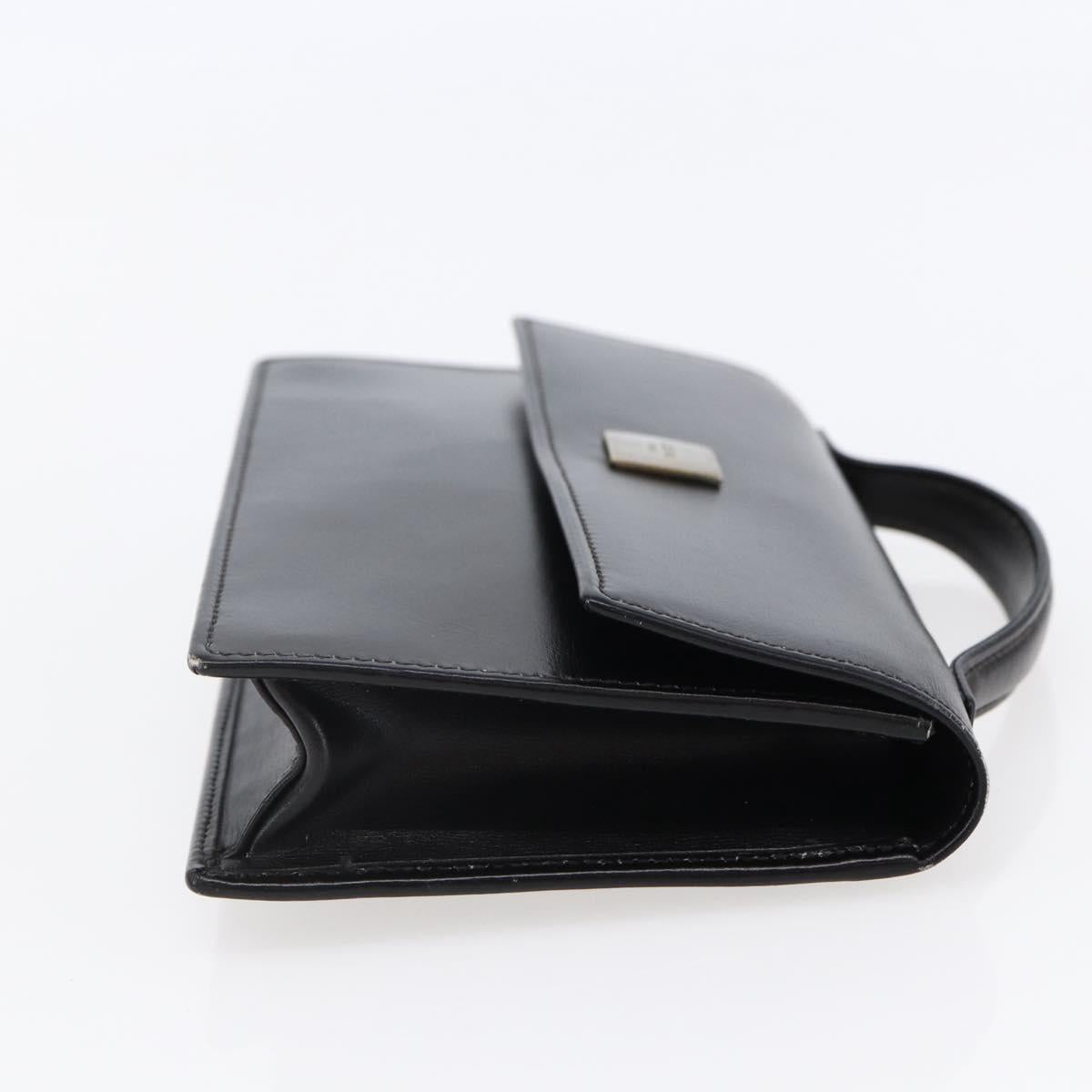CELINE Hand Pouch Bag Leather Black Auth sw1588