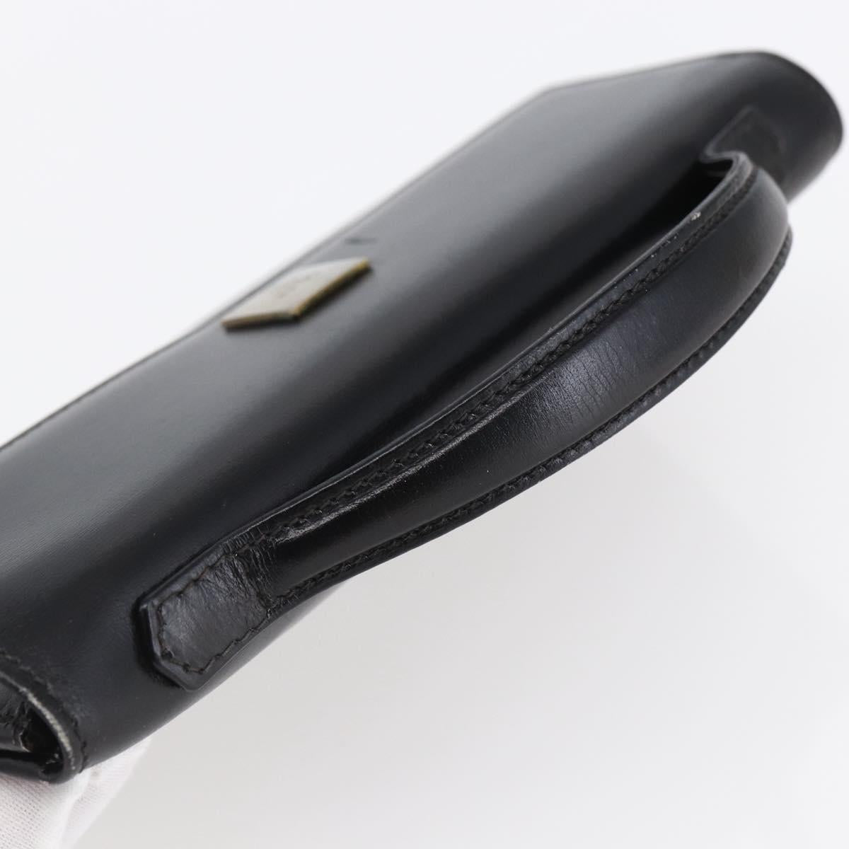 CELINE Hand Pouch Bag Leather Black Auth sw1588