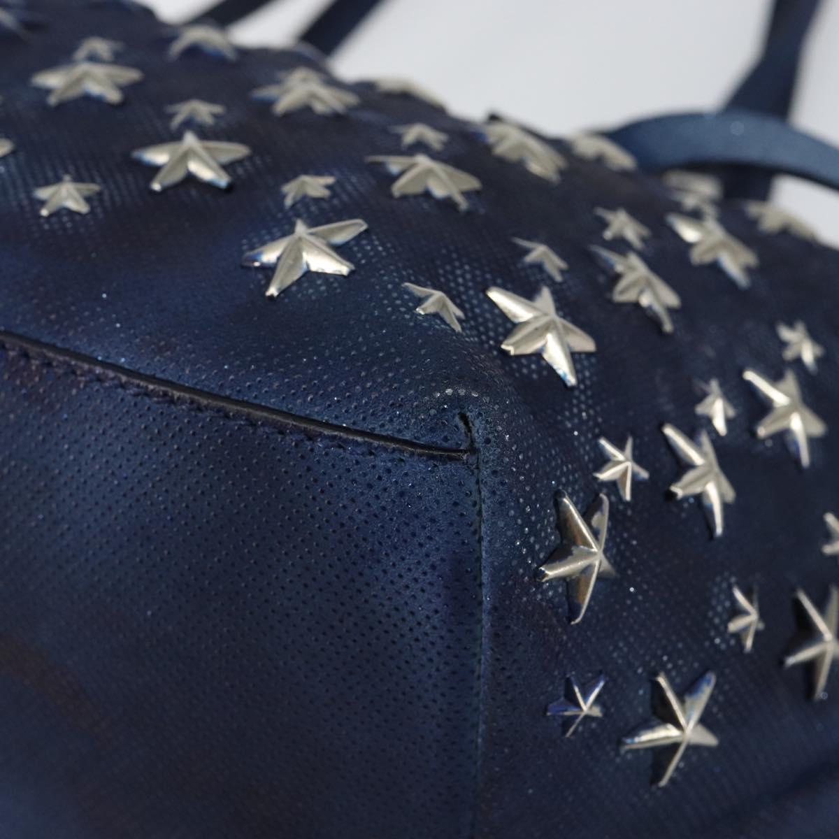Jimmy Choo Studs Tote Bag Coated Canvas Blue Auth sw1589