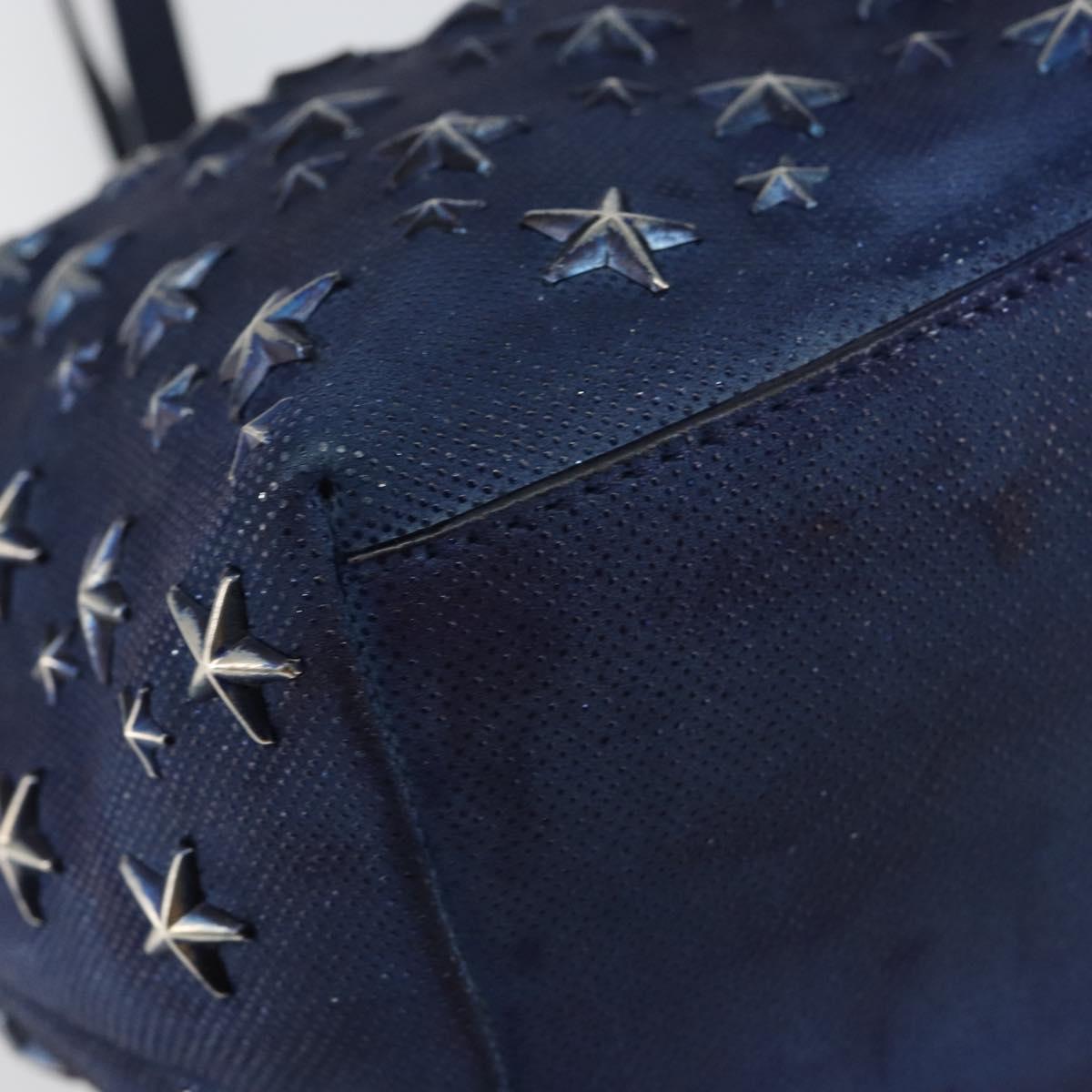 Jimmy Choo Studs Tote Bag Coated Canvas Blue Auth sw1589
