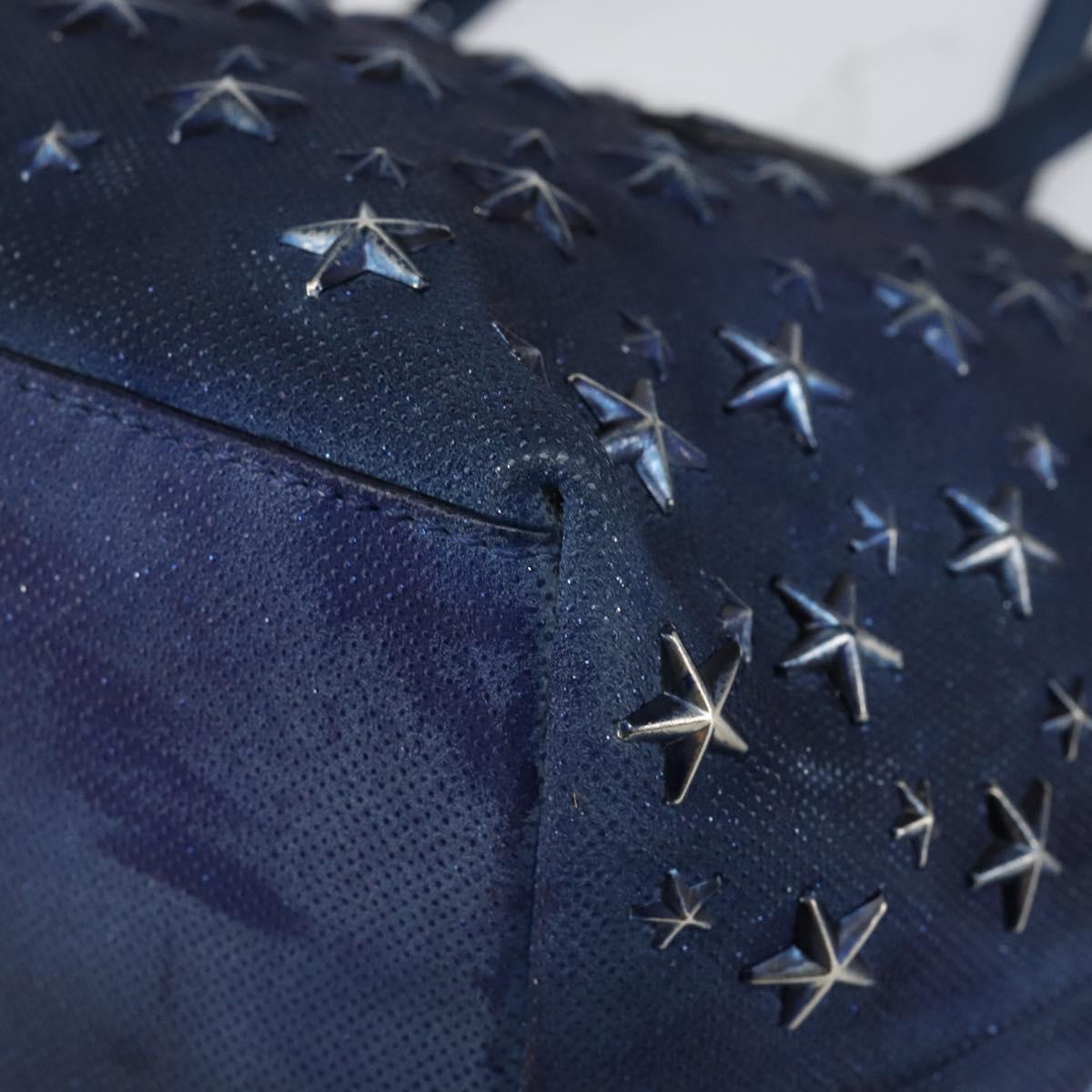 Jimmy Choo Studs Tote Bag Coated Canvas Blue Auth sw1589