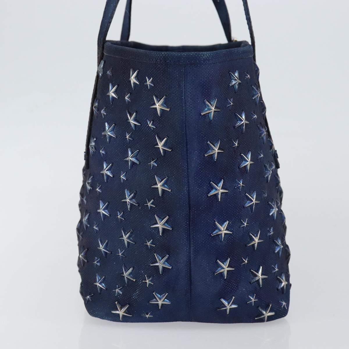 Jimmy Choo Studs Tote Bag Coated Canvas Blue Auth sw1589