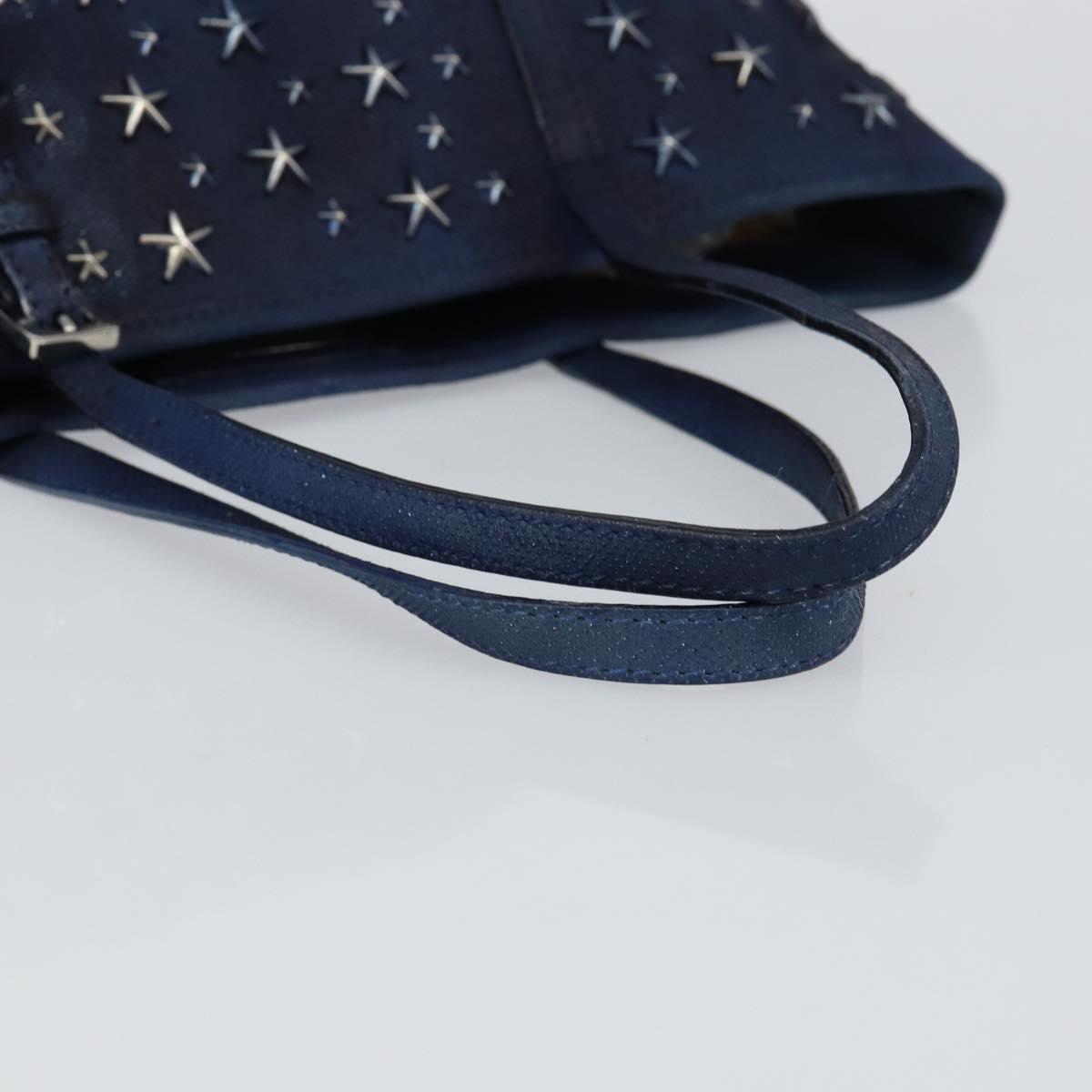 Jimmy Choo Studs Tote Bag Coated Canvas Blue Auth sw1589