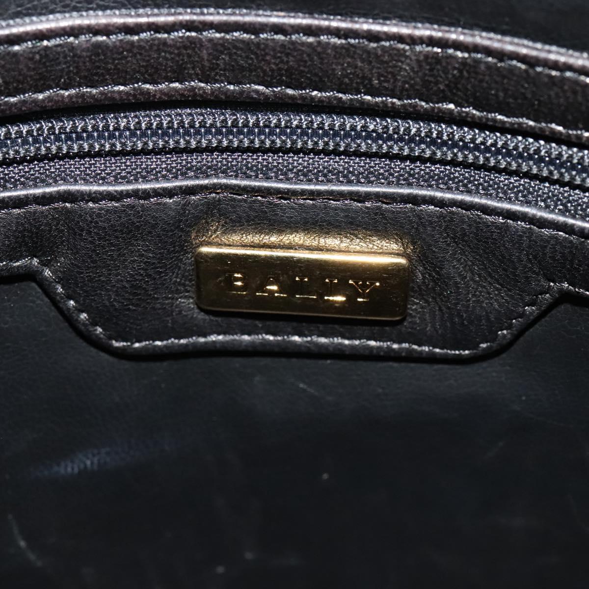 BALLY Quilted Shoulder Bag Leather Dark Brown Auth sw159