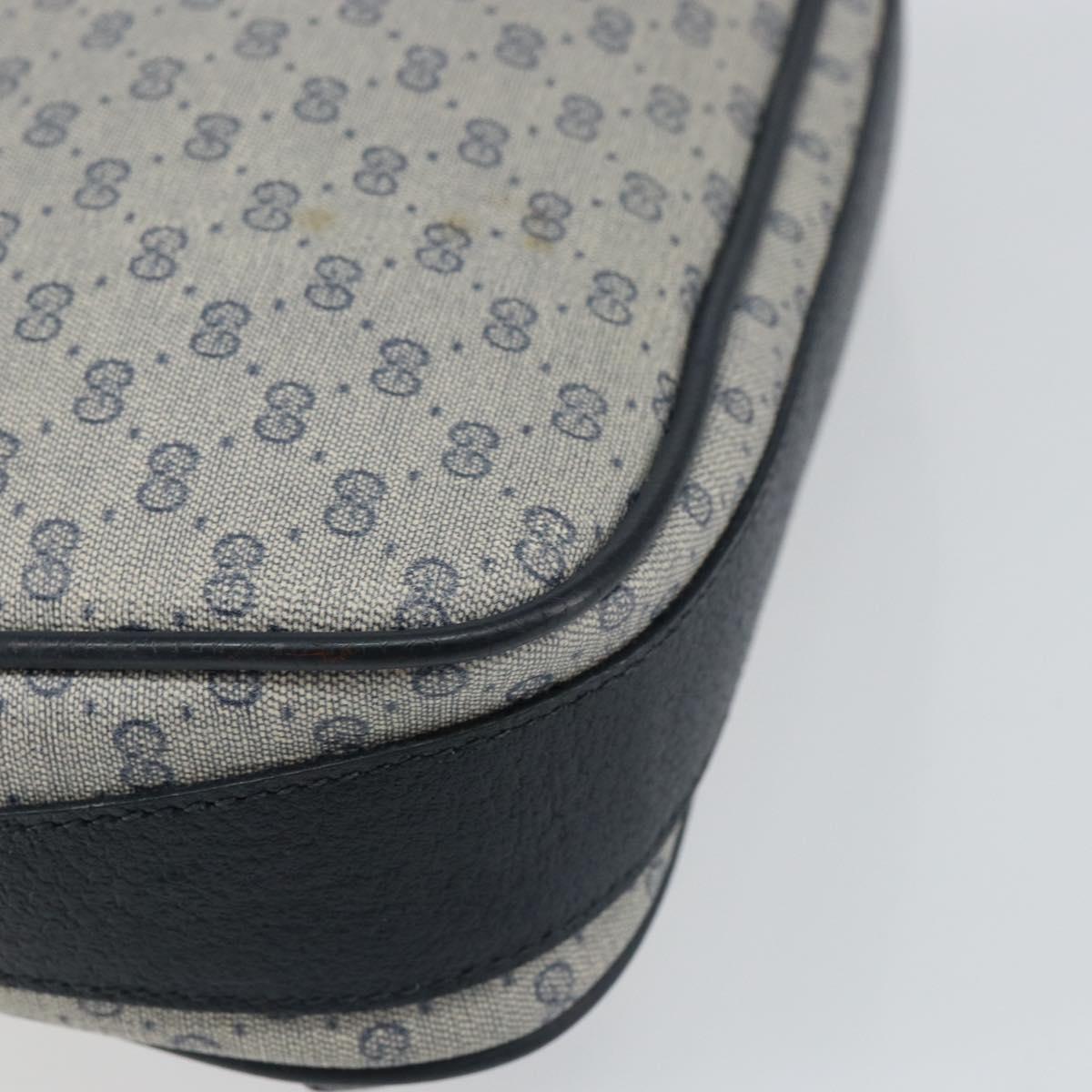 GUCCI Micro GG Canvas Shoulder Bag PVC Leather Navy Auth sw1590