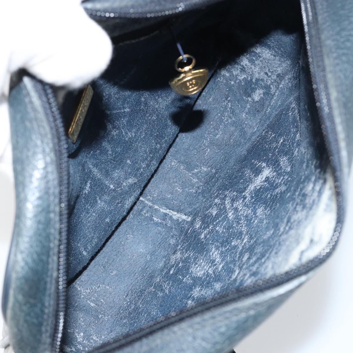 GUCCI Micro GG Canvas Shoulder Bag PVC Leather Navy Auth sw1590