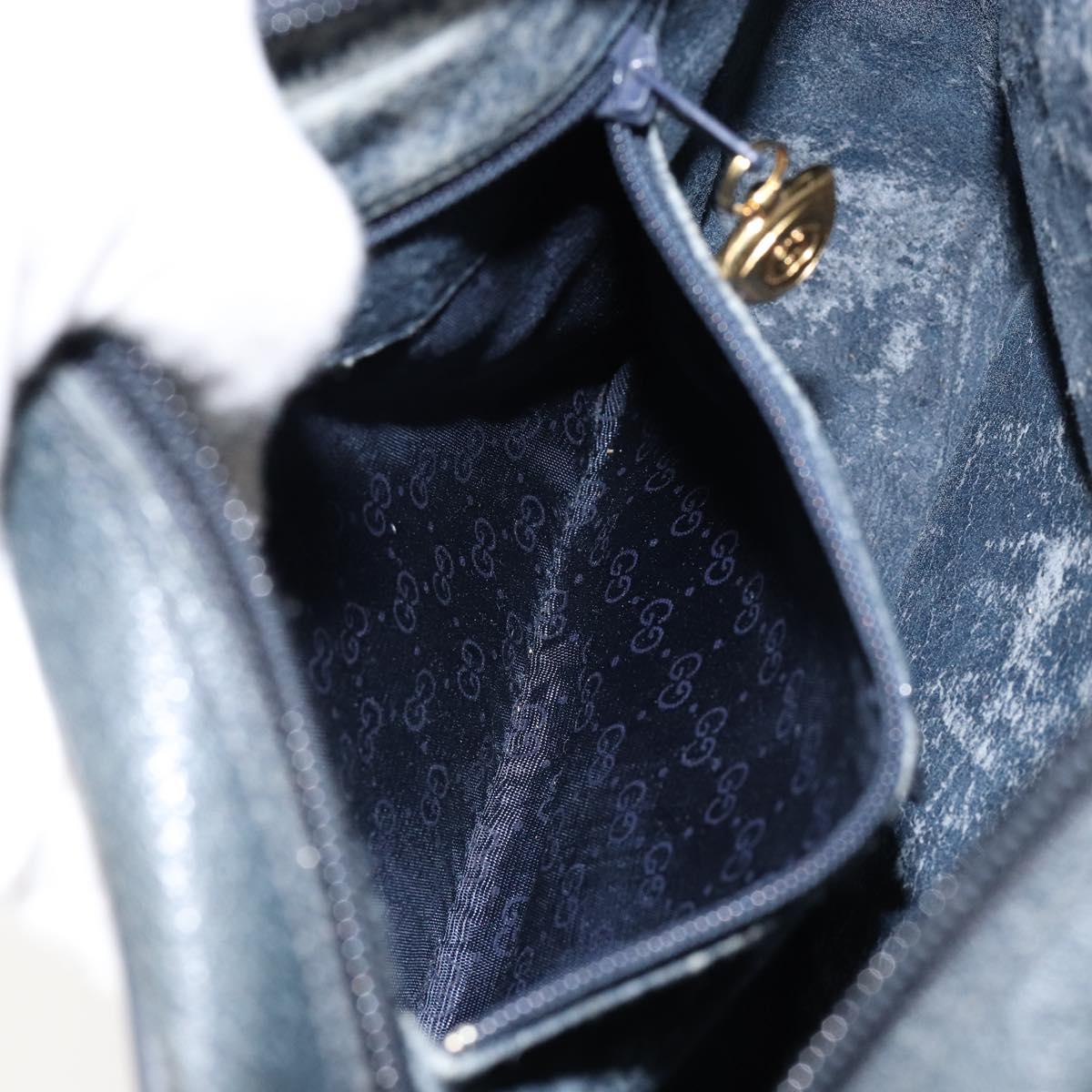 GUCCI Micro GG Canvas Shoulder Bag PVC Leather Navy Auth sw1590